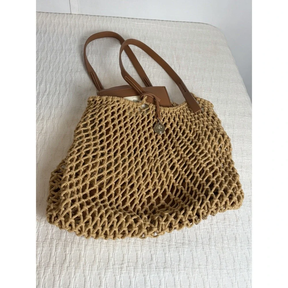 Spartina 449 Mesh Macramé Tote Bag, Beach Bag, Preowned